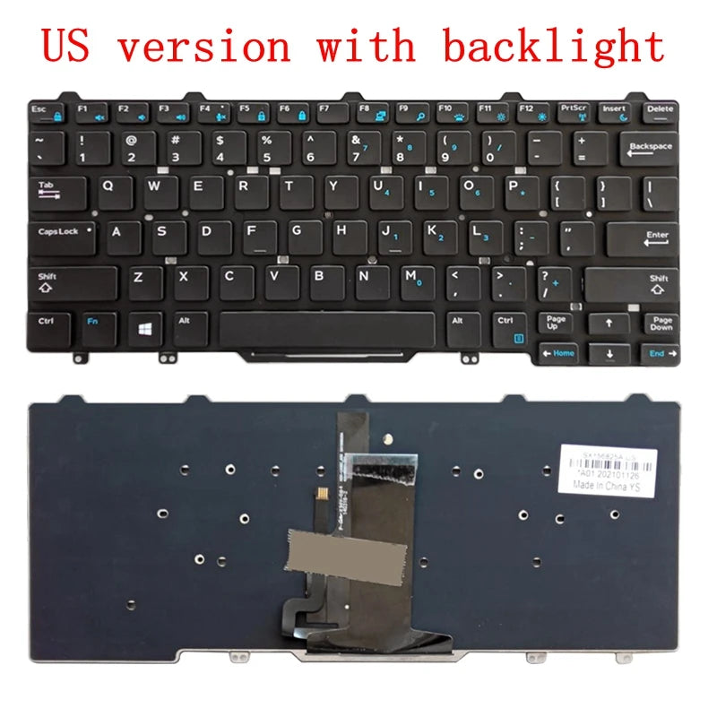 Replacement Laptop Keyboard for Dell Latitude 3340 E3340 E5470 7350 without frame 9Z.NB2UC.A01 US Layout