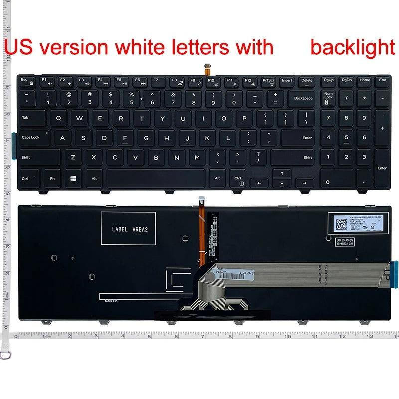Replacement Laptop Keyboard for Dell Inspiron 15 3000 5000 3541 3542 3543 5542 3550 3560 3551 3552 3559 3565 3567 3558 5545 5547 5566 5748 US Layout
